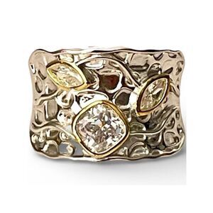 NWT Gorgeous Sz 9 Sterling Silver .925 Thick Abstract Shape Rare Unique Ring